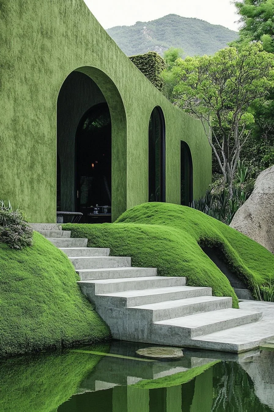 Modern House With a Green Facade