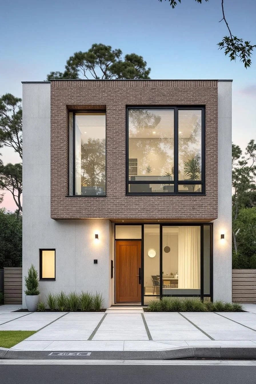 A Relaxed Brick House With Clean Lines