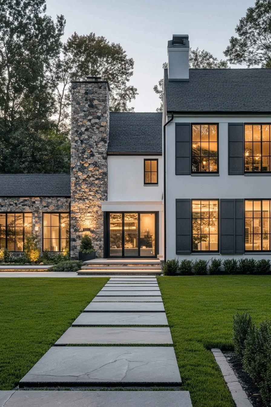 Sleek Modern House With Stone Accents