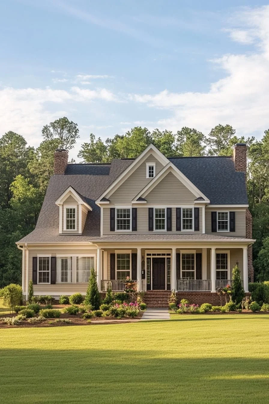 A Symmetrical Home With a Grand Porch