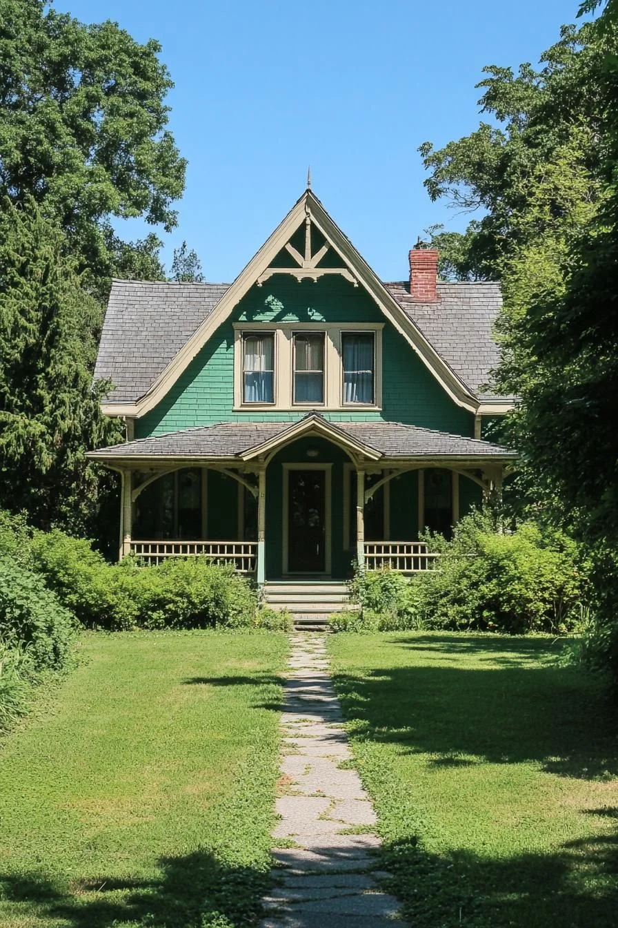 A Green-Toned Home Surrounded by Nature