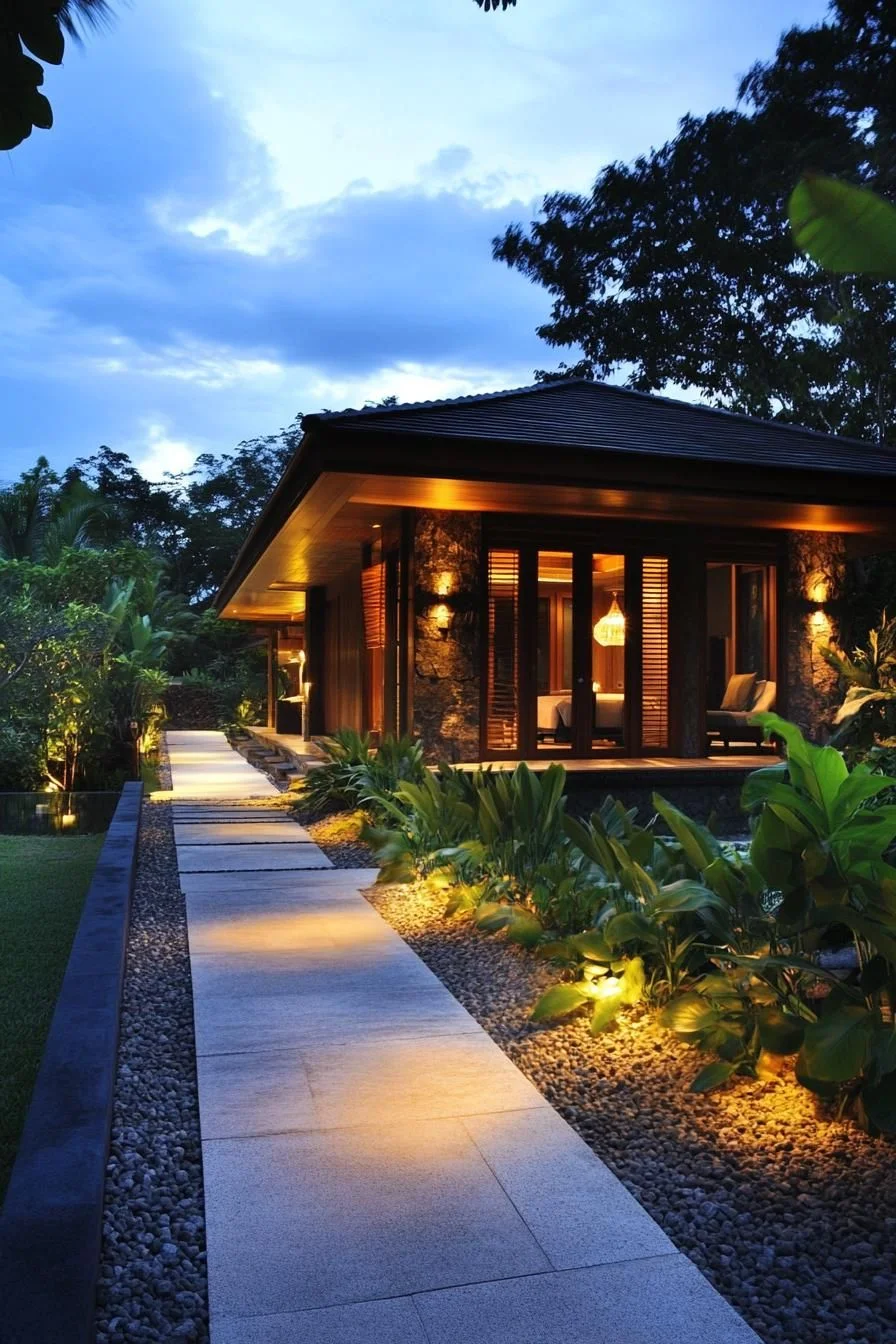 A Lantern-Lit Villa at Twilight