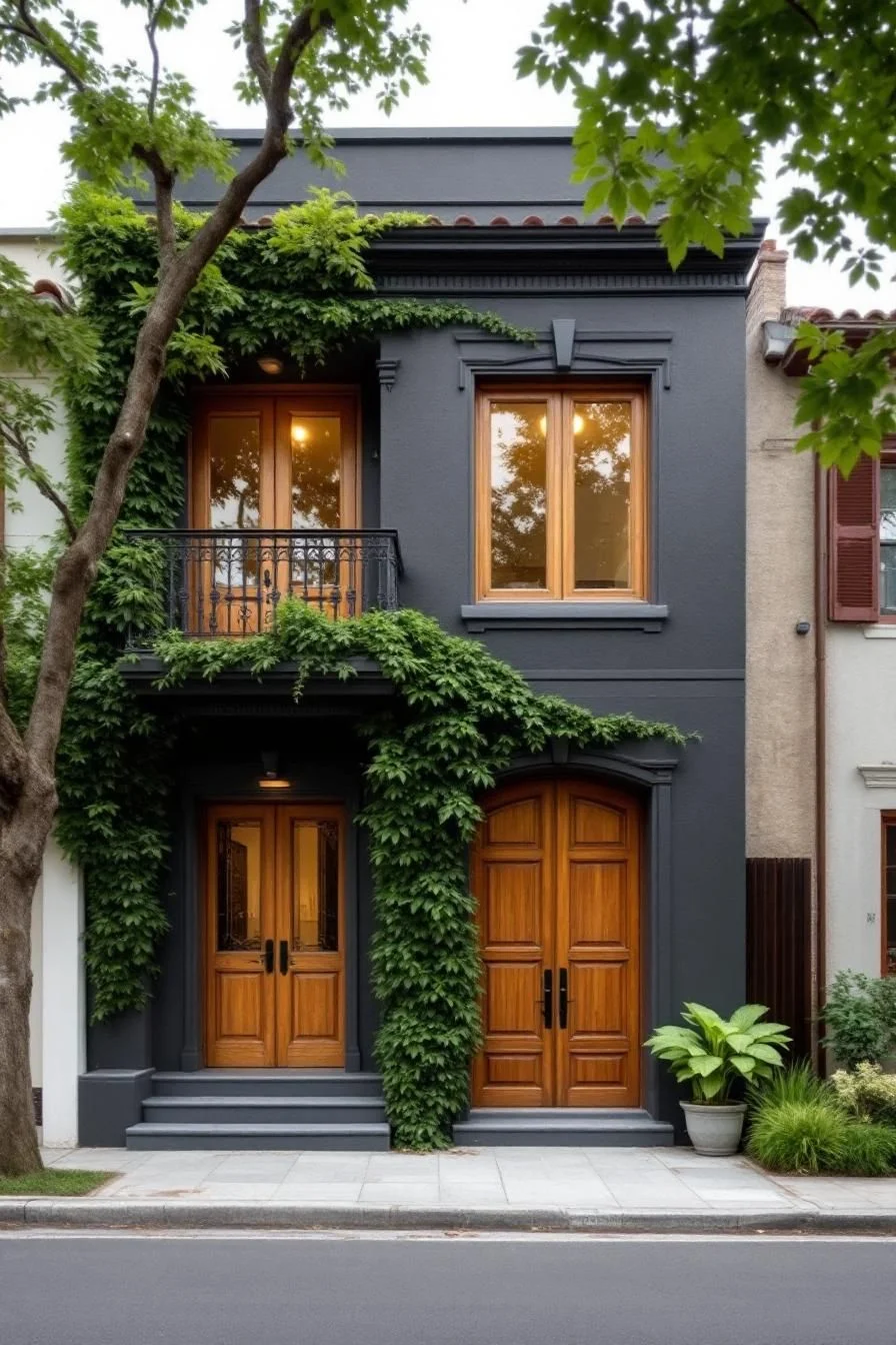 An Ivy-Covered Home With Wooden Warmth