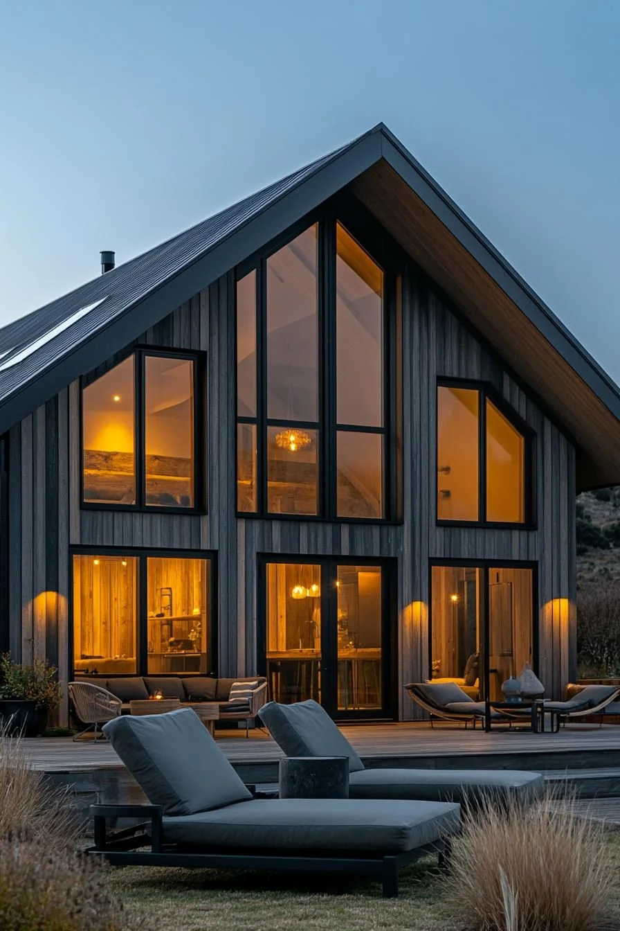 Modern Barn House in Golden Light