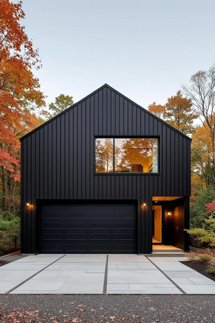 Modern Black Garage House Design
