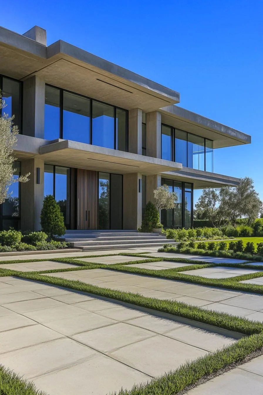 Concrete Home With Bold Gridline Design