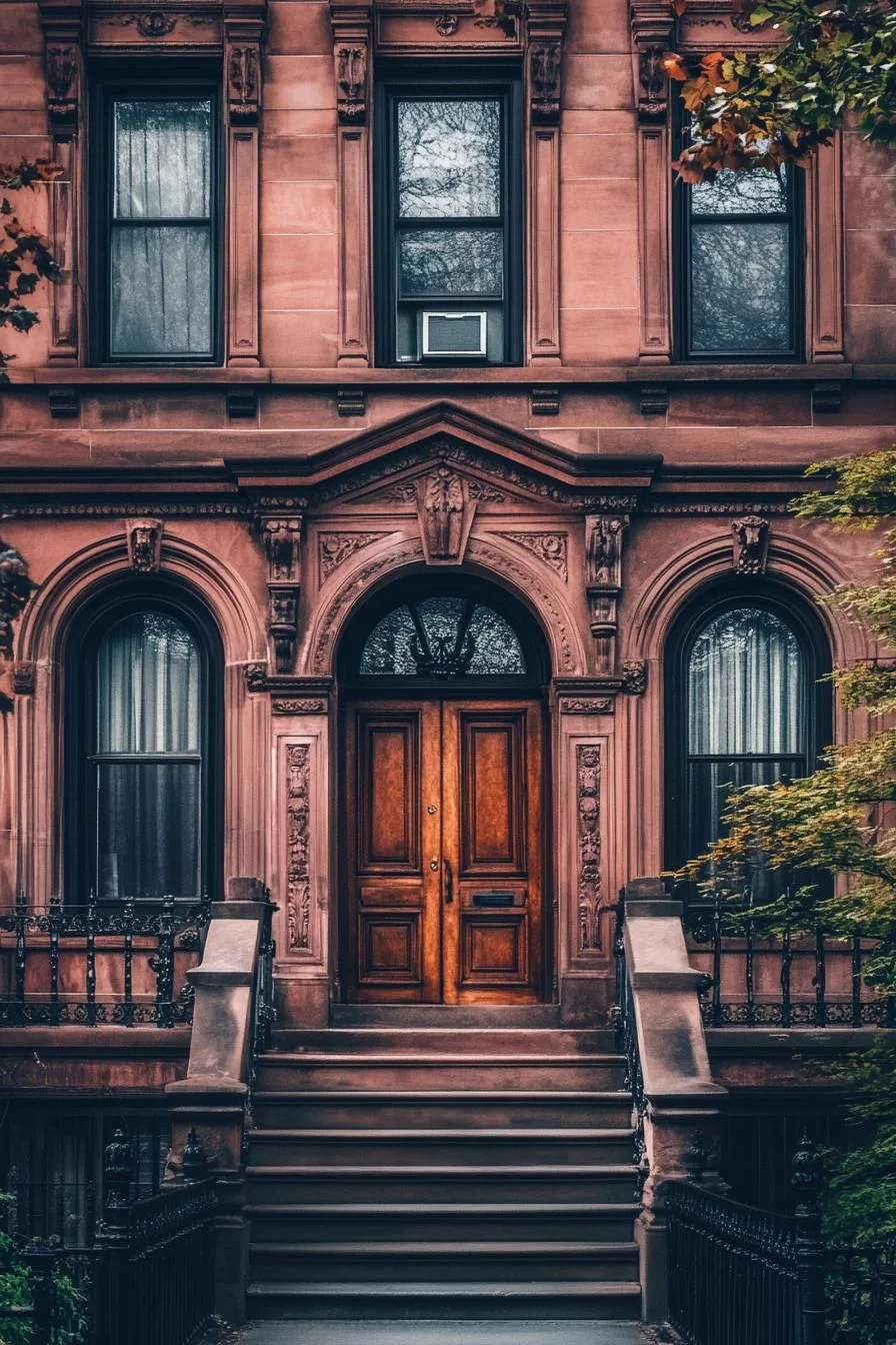 Stylish Front Steps Framed In Brick