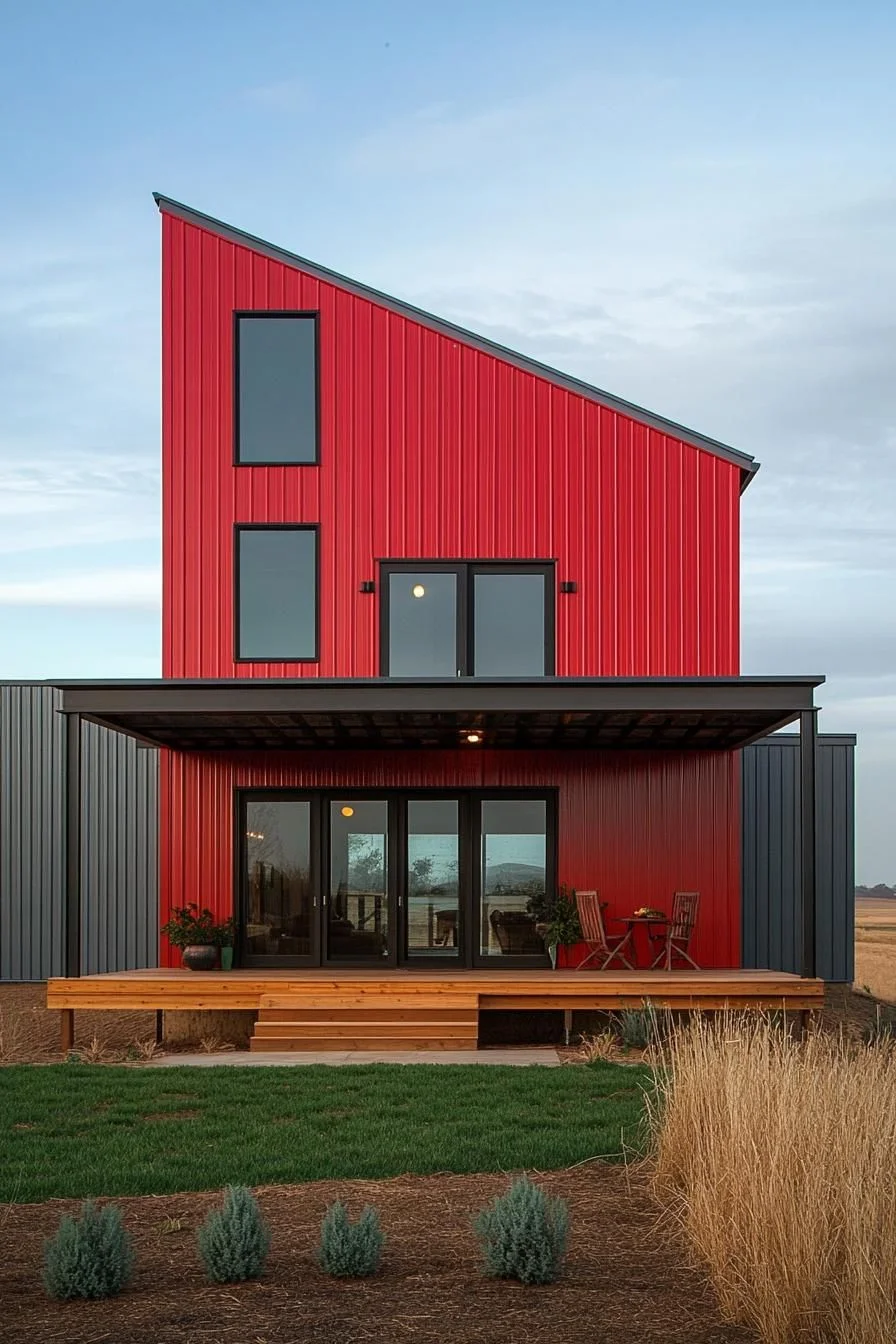 A Modern Red Steel Chalet