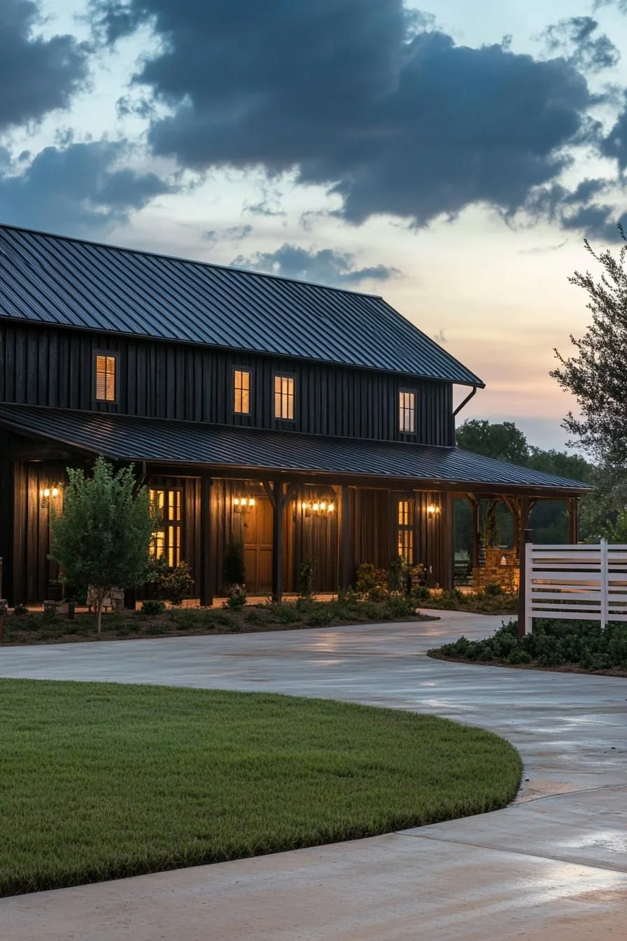 Barn House Glowing at Dusk