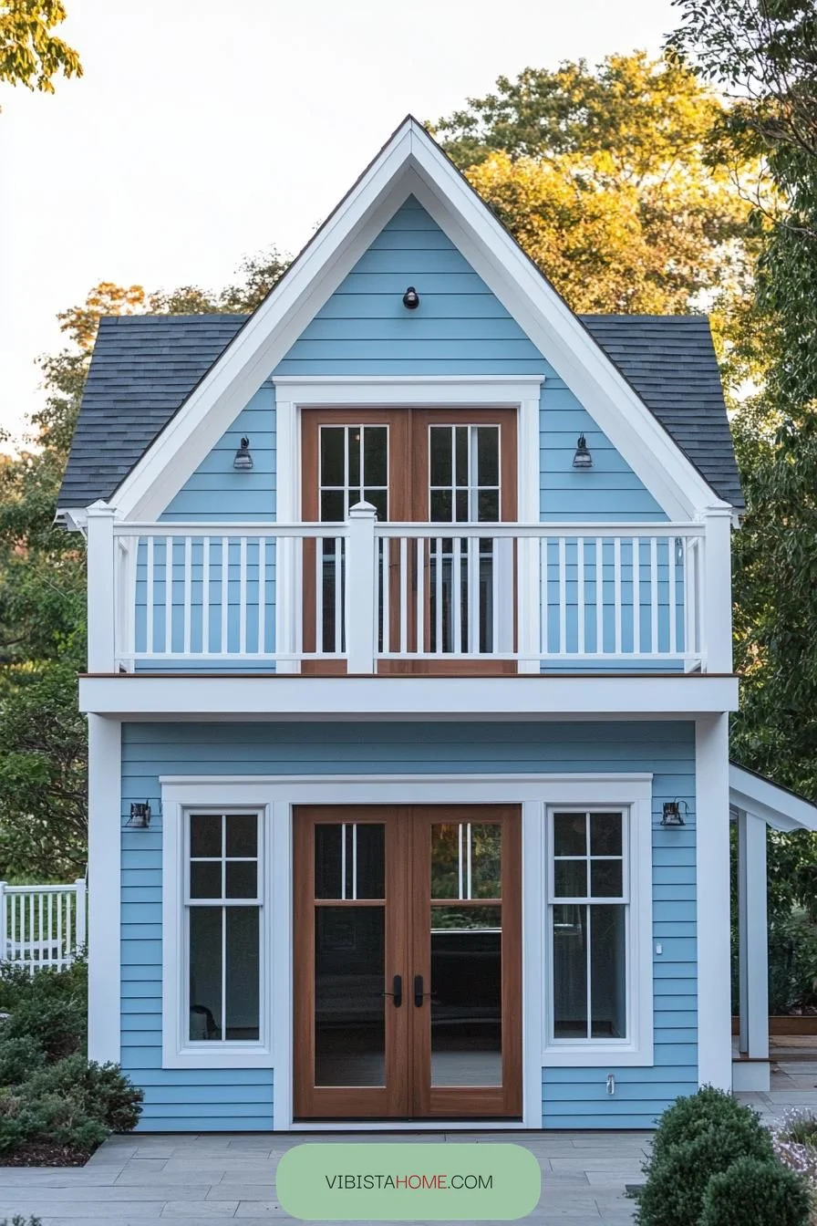 Balcony Charm on a Sky-Blue Abode