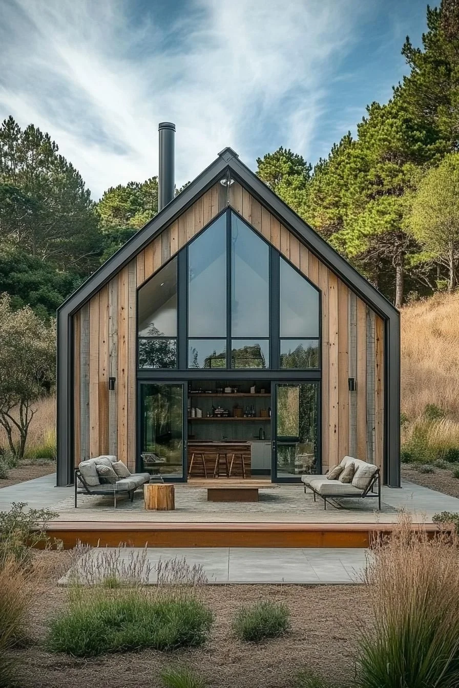 Timber-Accented Triangular Home