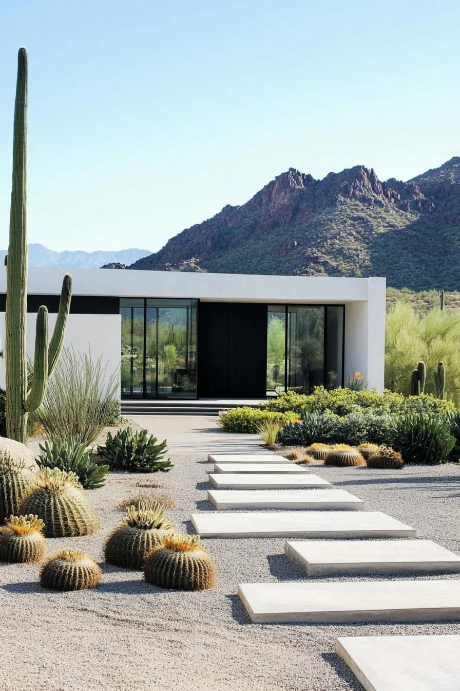 A Desert Home Framed by Cacti