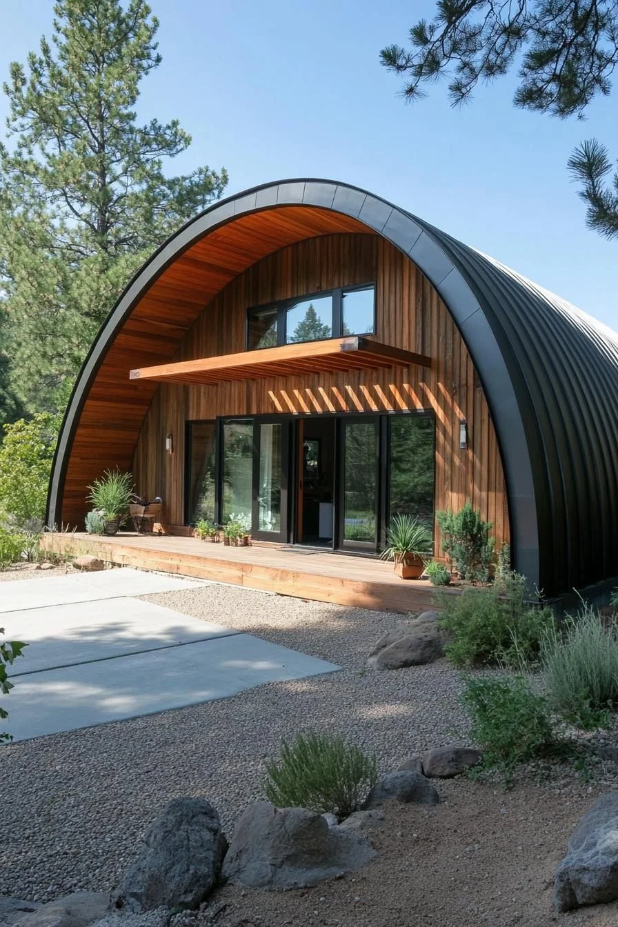 A Rolling Arched Home Nestled in Pines