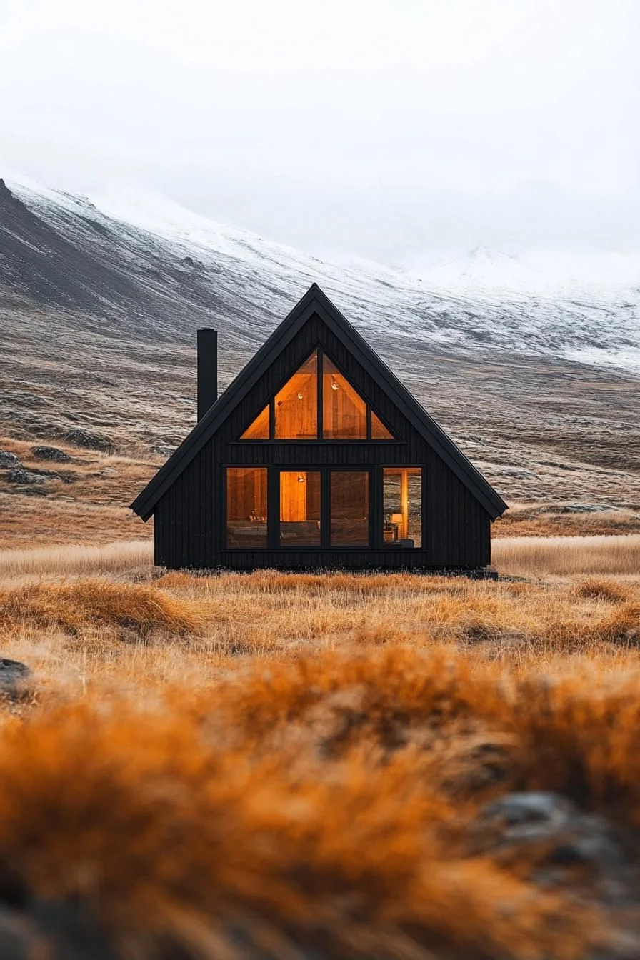 A Black A-Frame in an Open Meadow