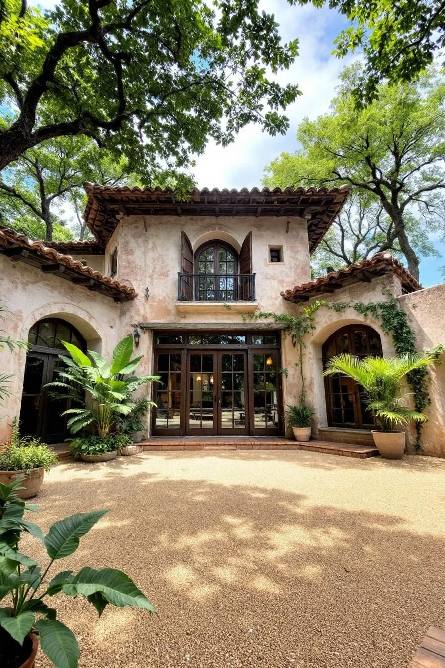 A Spanish-Style Home Under Shady Trees