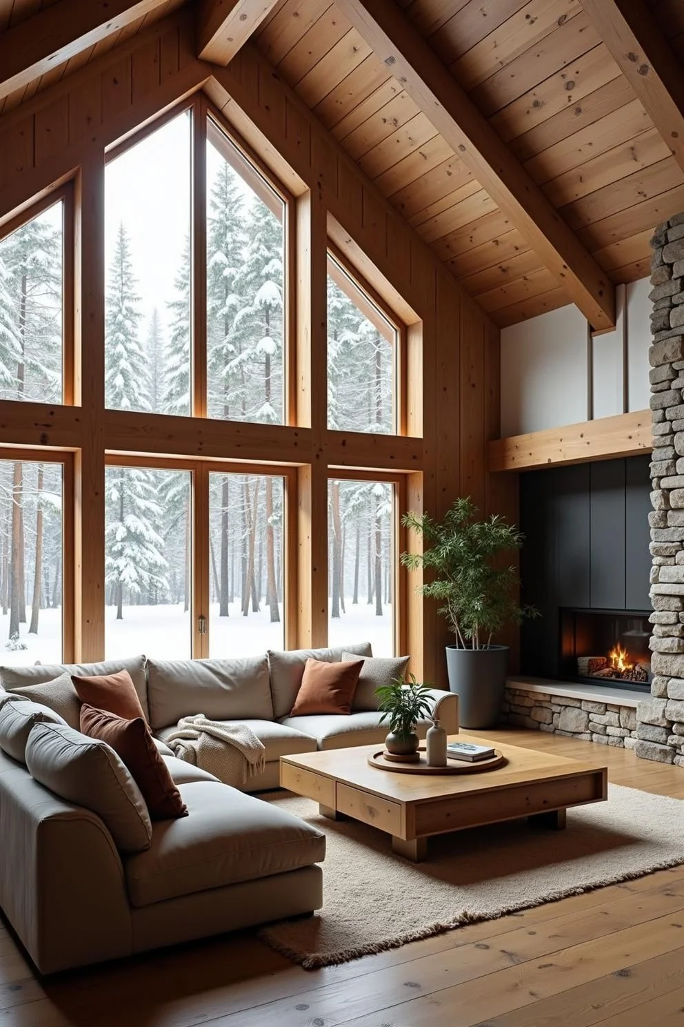 A Cabin with Playful Woodland Windows