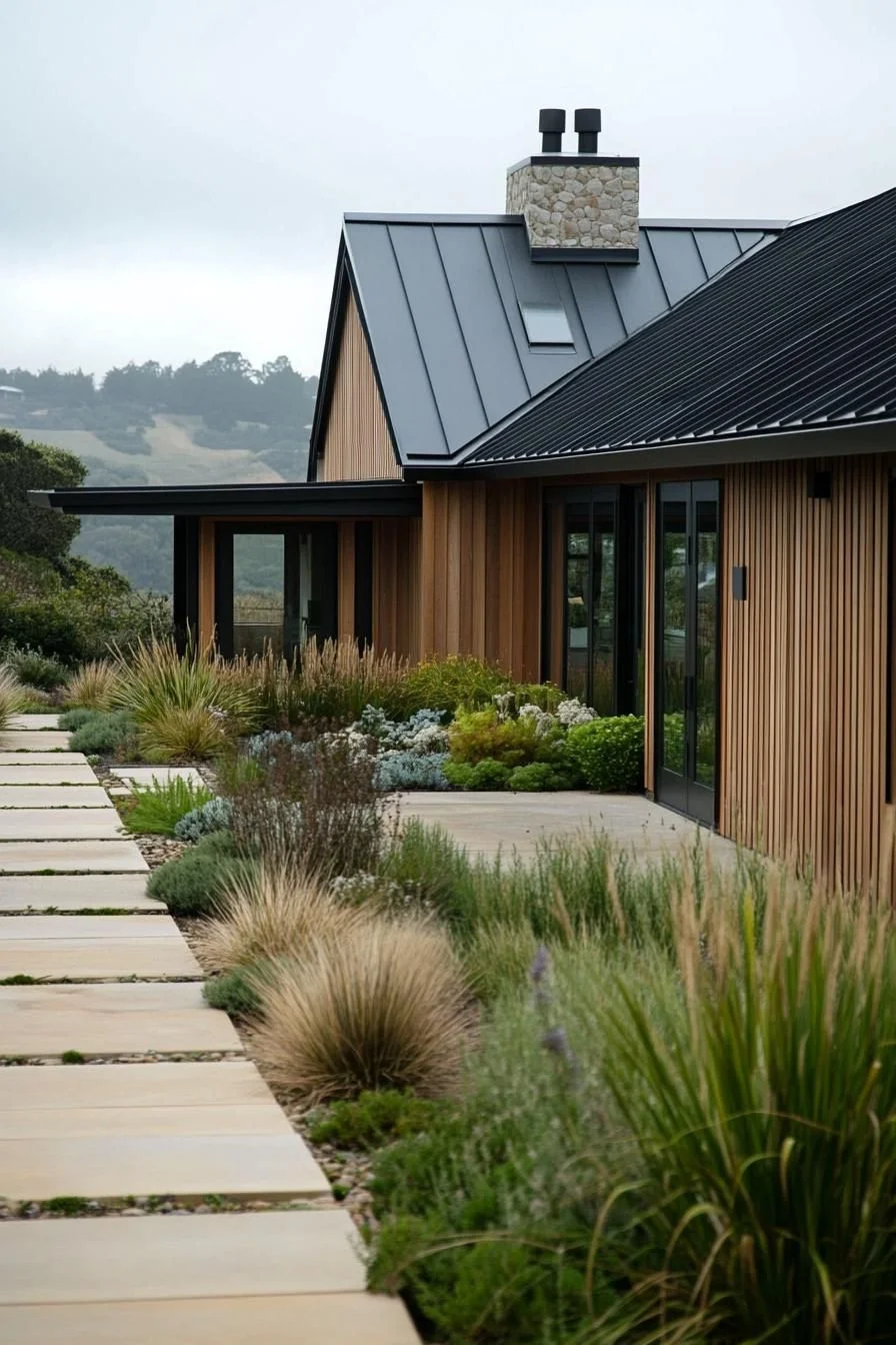 Linear Long House Wandering Through Woodland