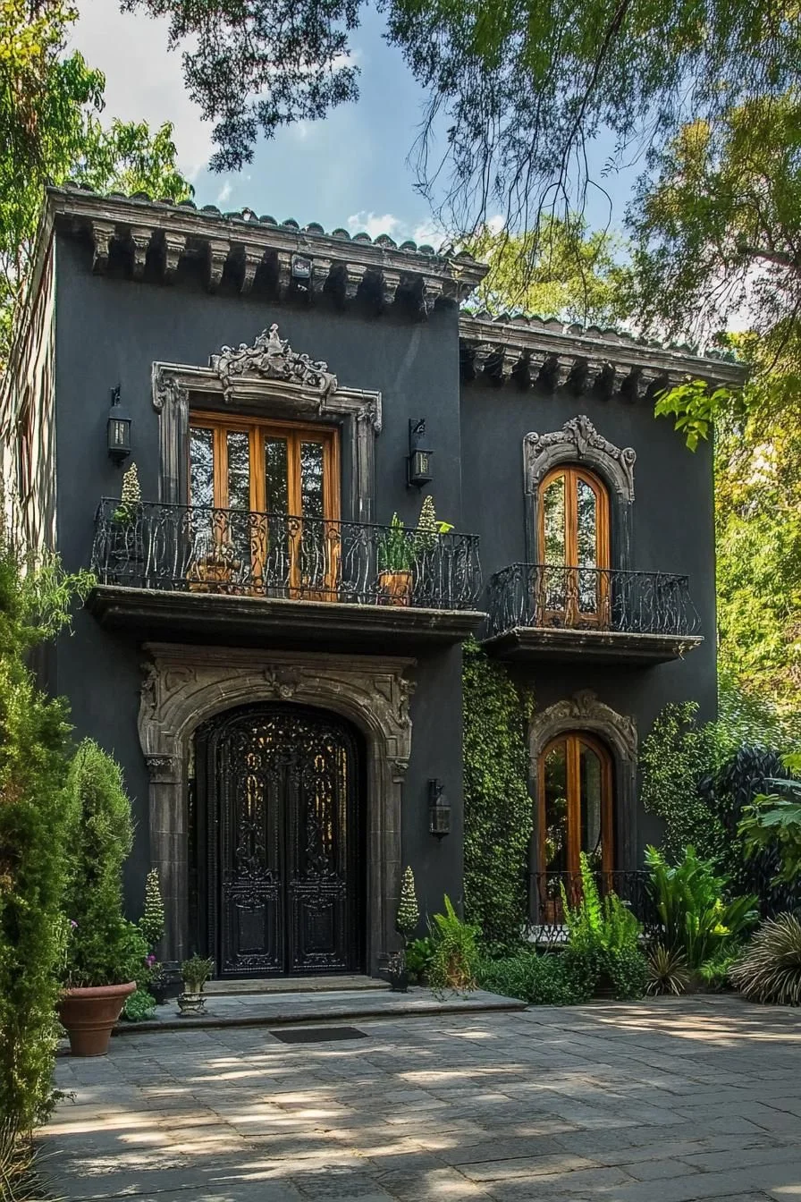 A Gothic-Style Home Surrounded by Greenery
