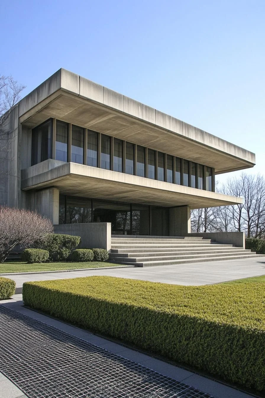 Boxy Concrete Home With Fortress Style