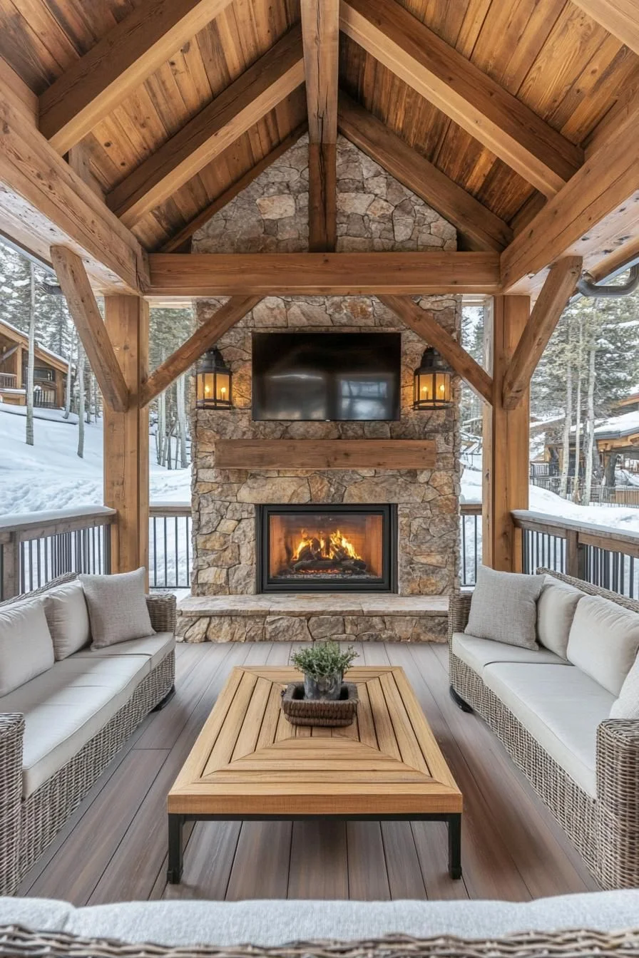 Woodland Hearth: A Toasty Cabin Lounge