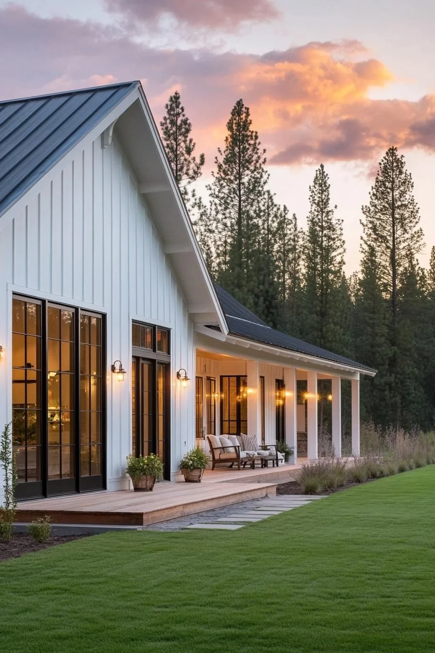 Barndominium Homestead at Sunset