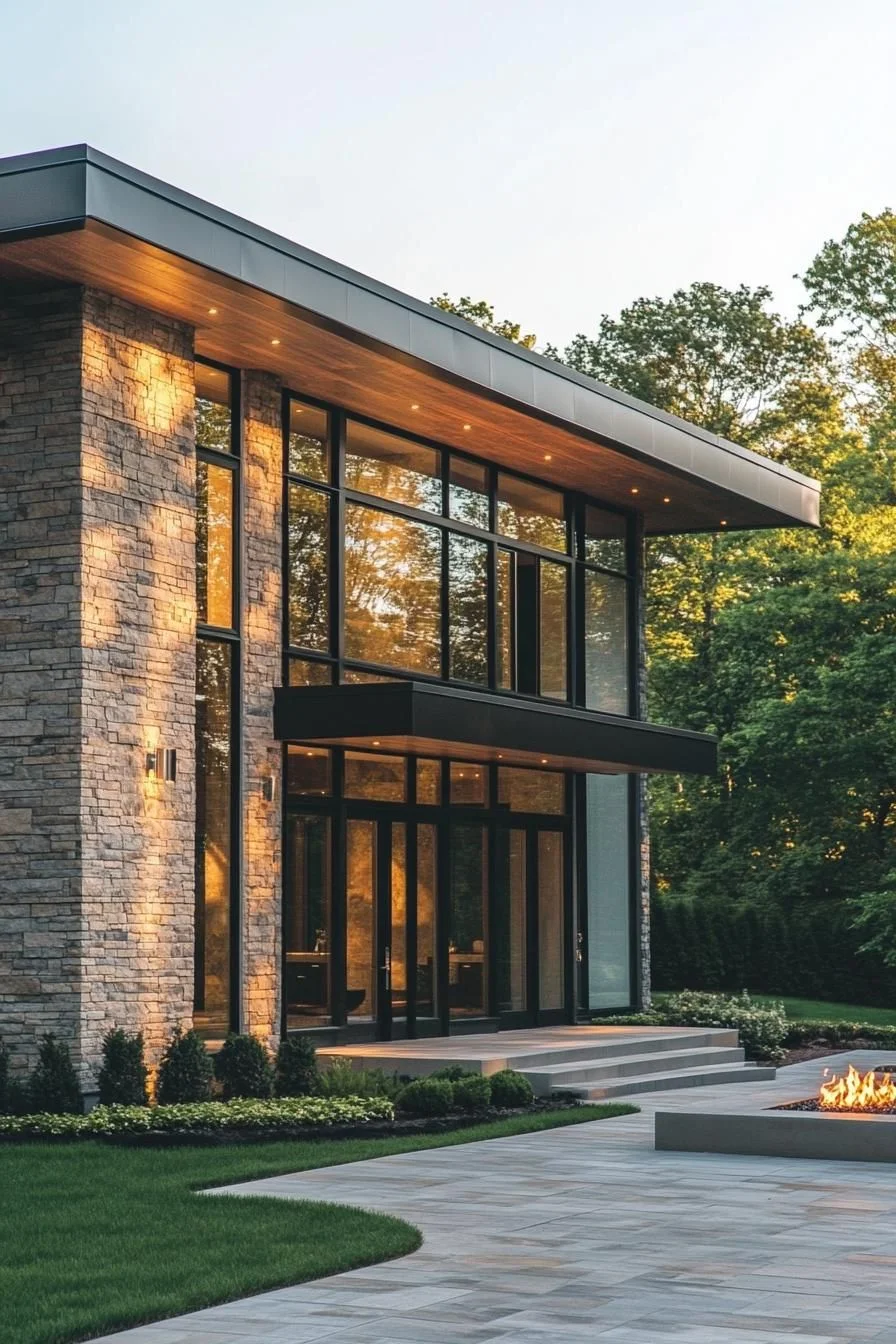 Architectural Home With Warm Fireplace
