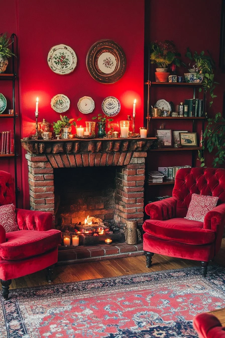 Warm, Rich Reds for a Snug Hideaway