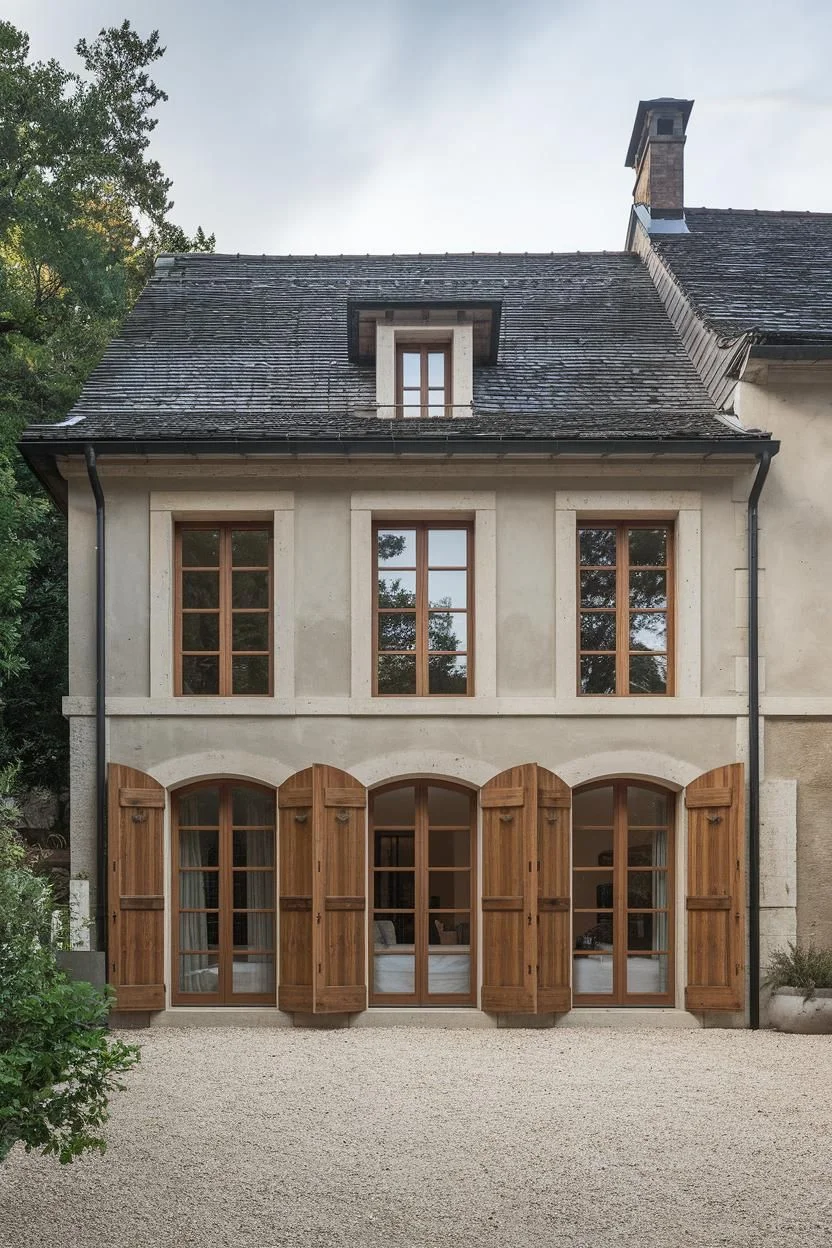 A Stately Stone Villa with Wooden Accents