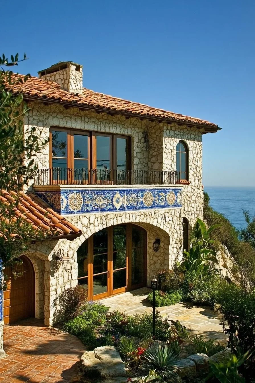 A Seaside Stone Home With Mediterranean Flair