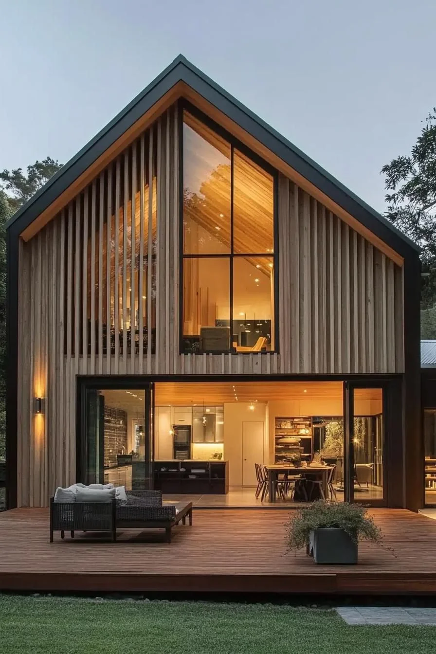Timber Barn With Triangular Window Design