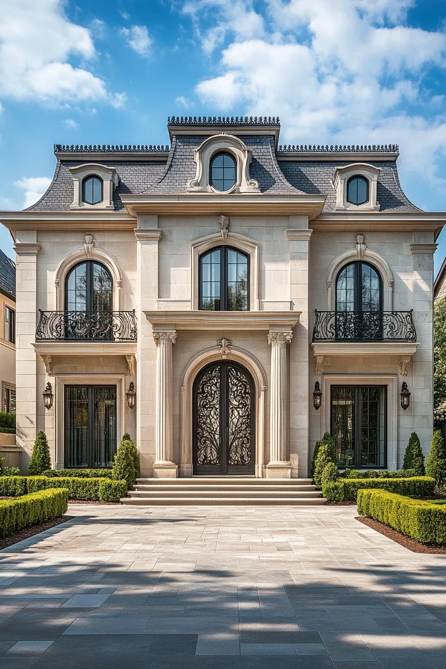 Majestic Mansion With Wrought Iron Details