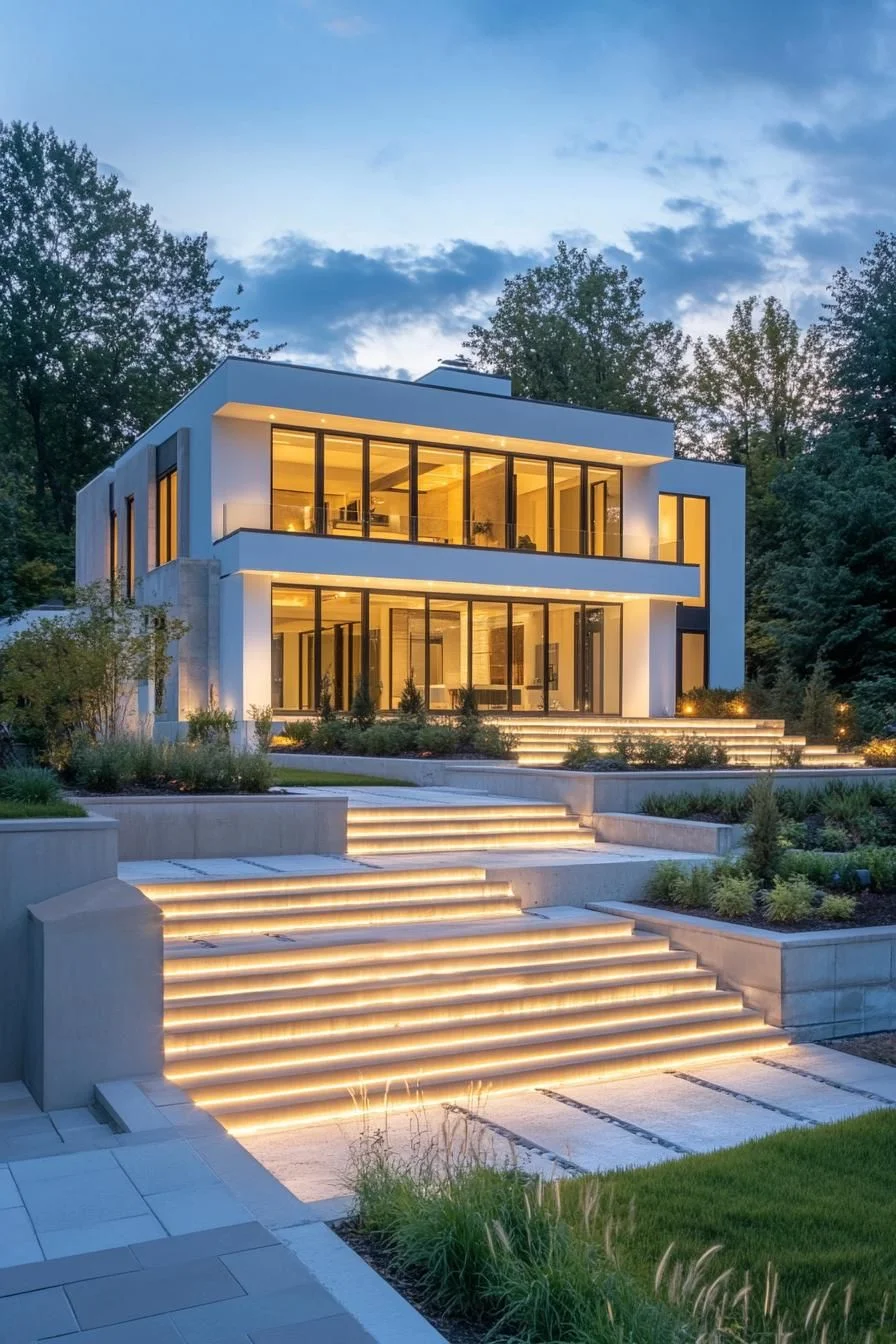 Geometric Delight Lit at Night