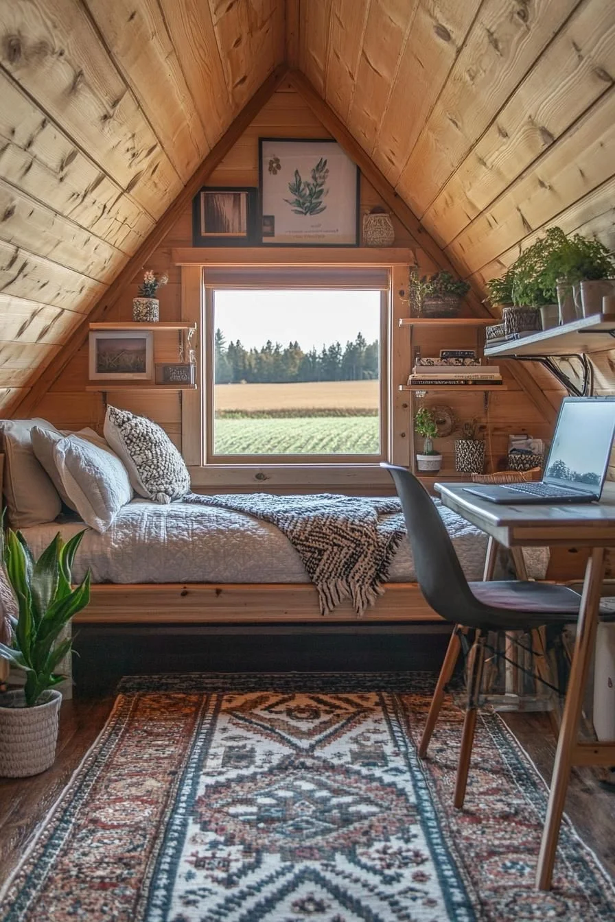 An A-Frame Bedroom Surrounded By Nature