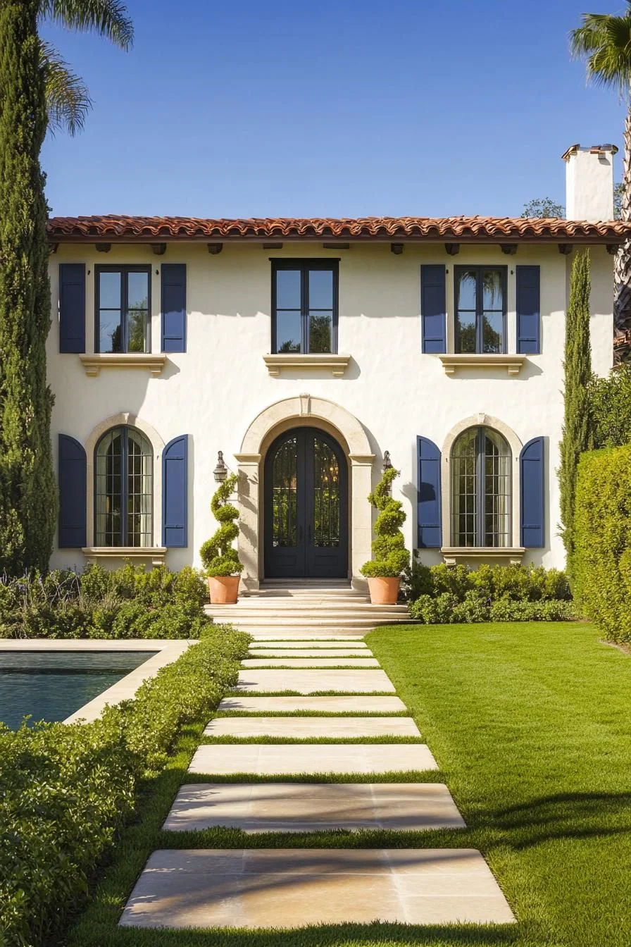 A Stone Pathway to a Colonial Home