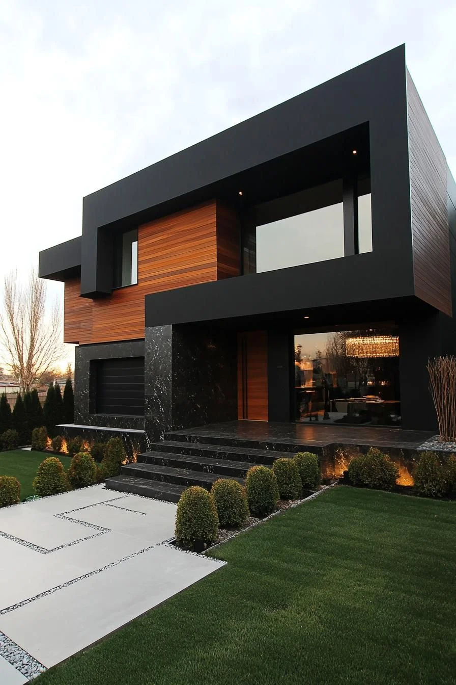 A Villa Where Black Meets Warm Wood