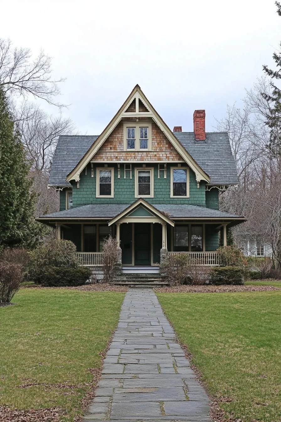 A Gabled Home in Forest Green