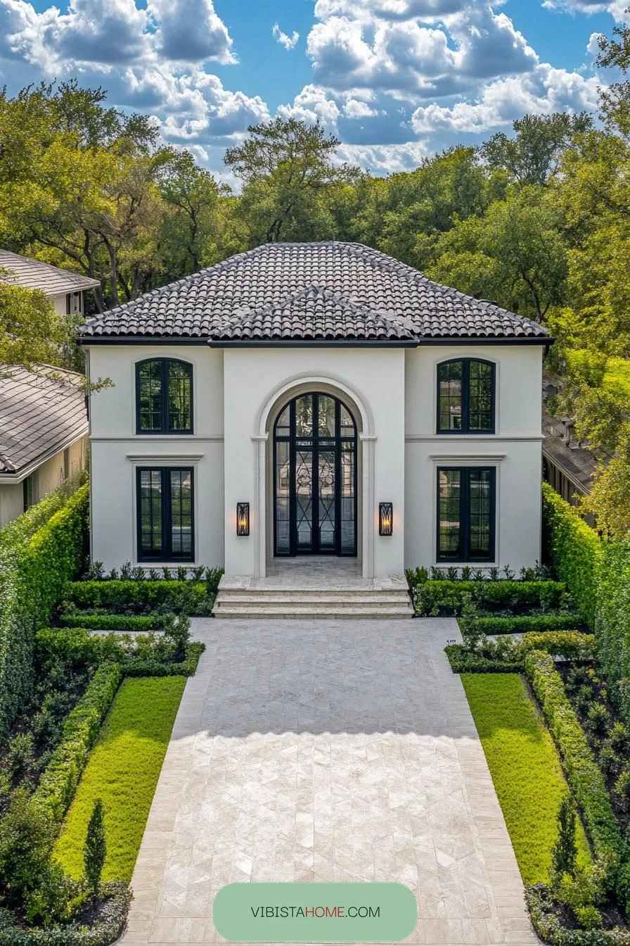Verdant Hedges Along an Opulent Facade