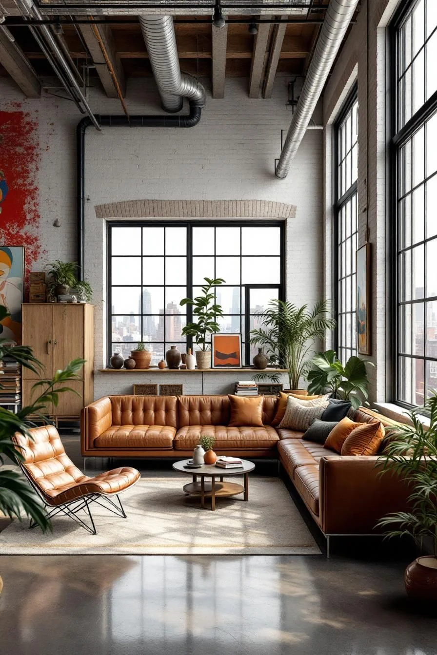 A Leather-Accented Loft Full of Light