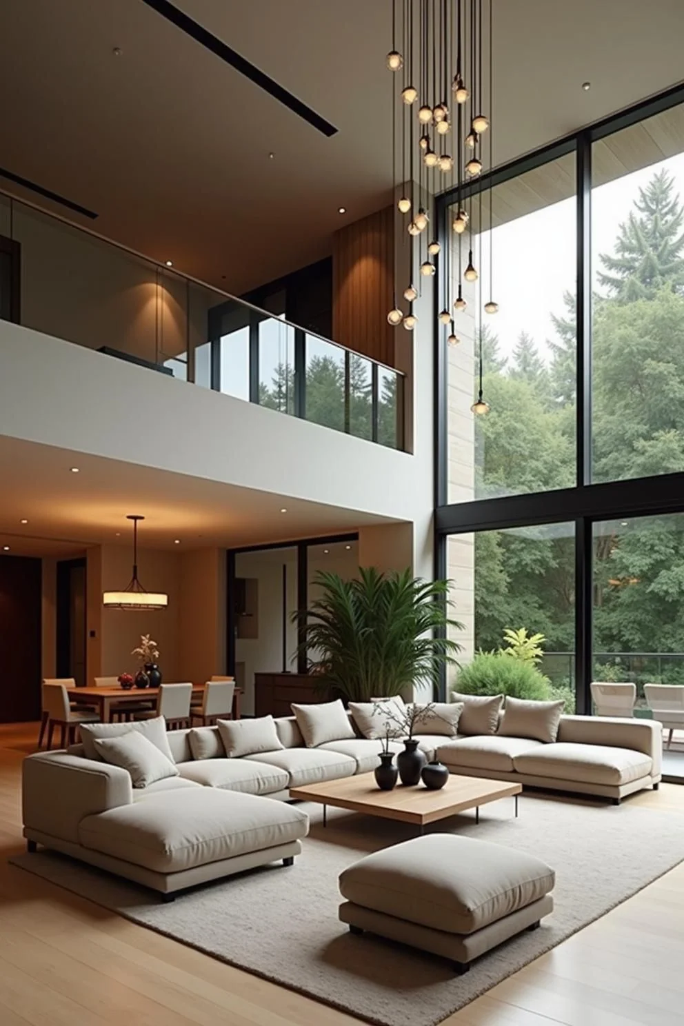 Suspended Lighting in a Modern Lounge