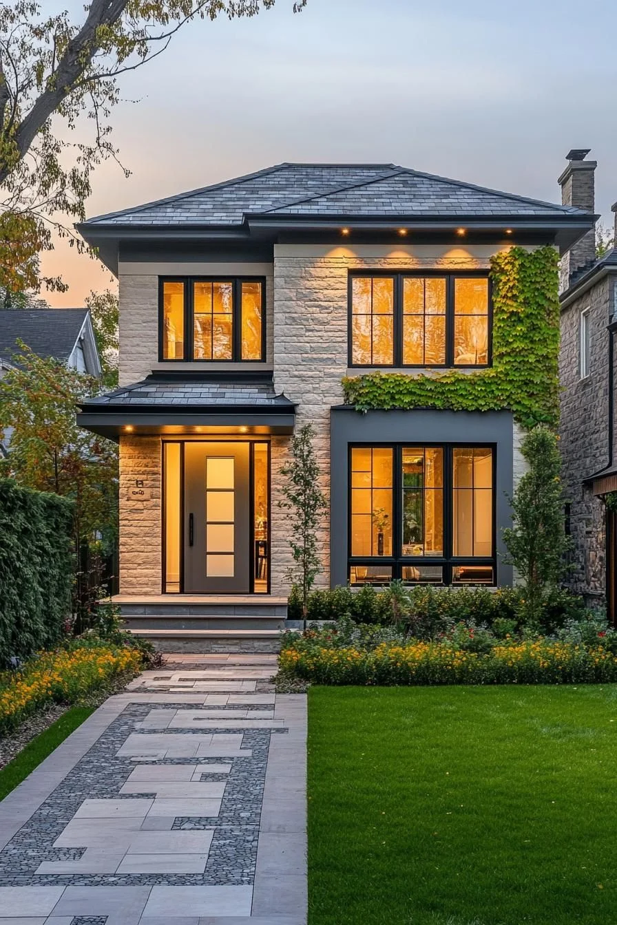 Stylish Stone Villa with an Artful Entryway