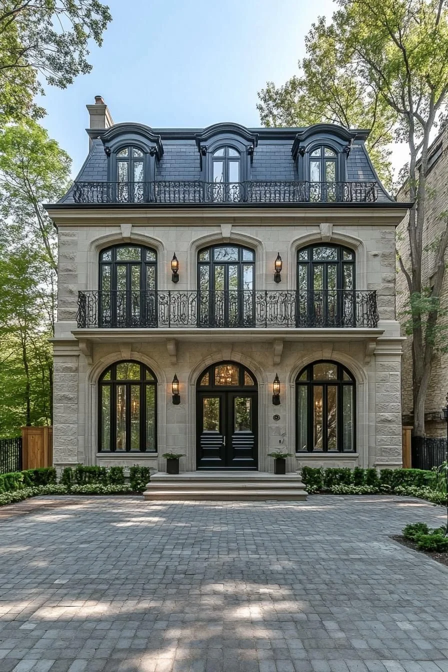 Stone Facade With French Design Details