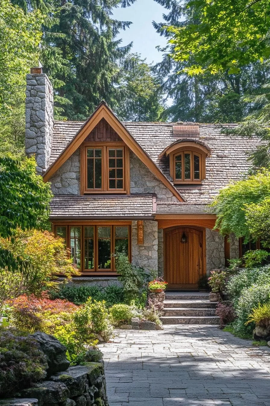 A Pebble-Stone Cottage Set in Deep Green