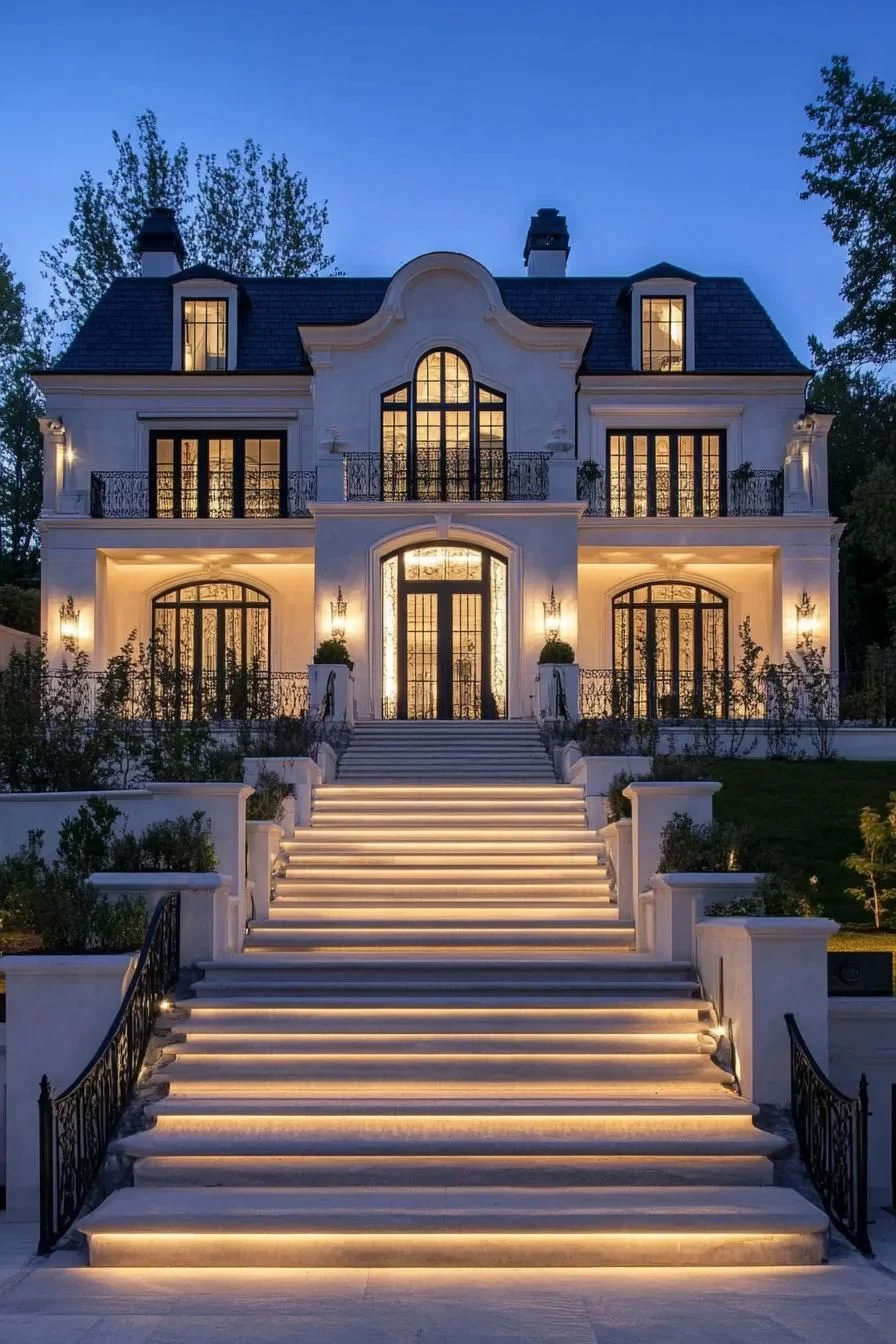 Illuminated Home at Twilight