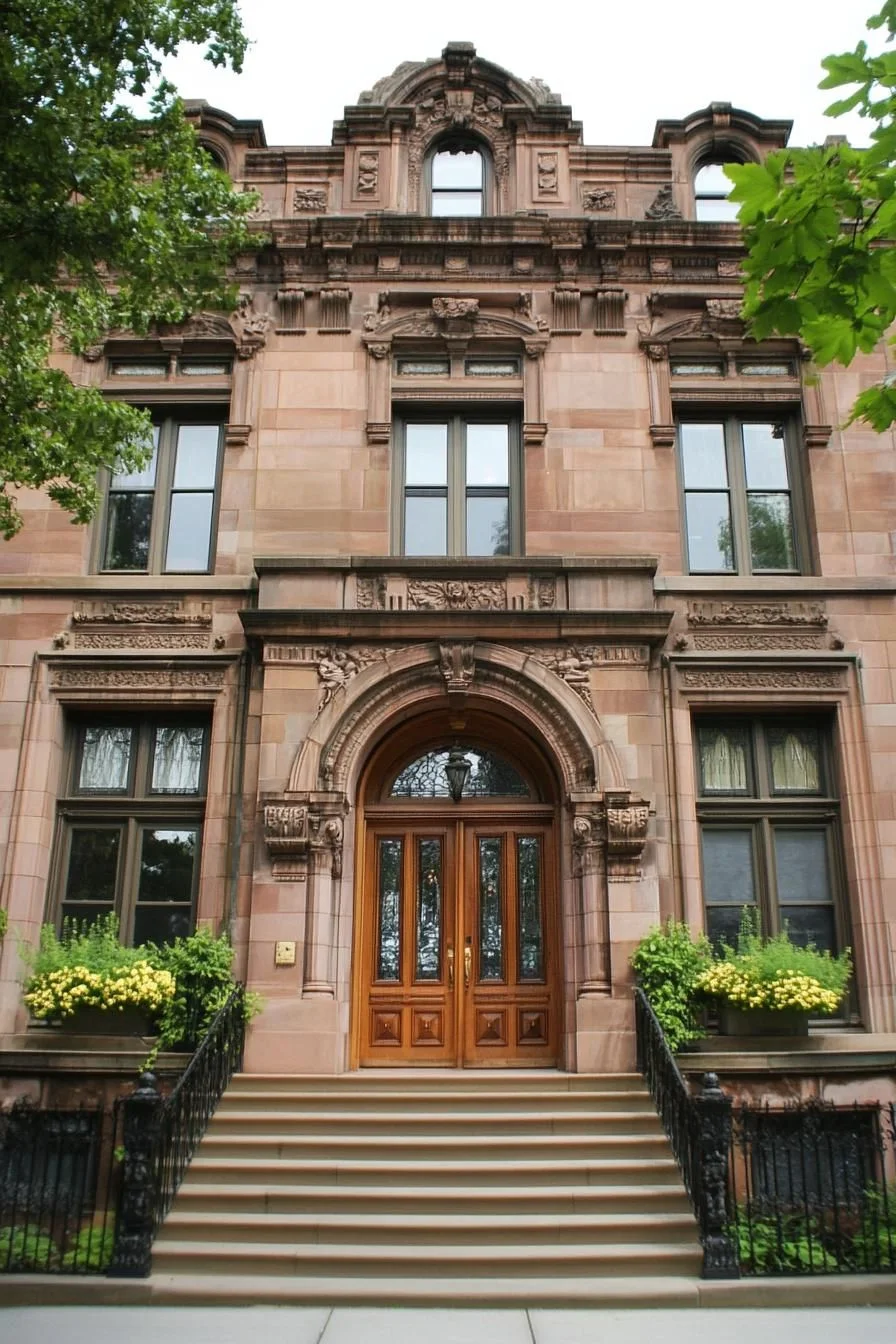 Arched Entrance Anchors This Brick Mansion