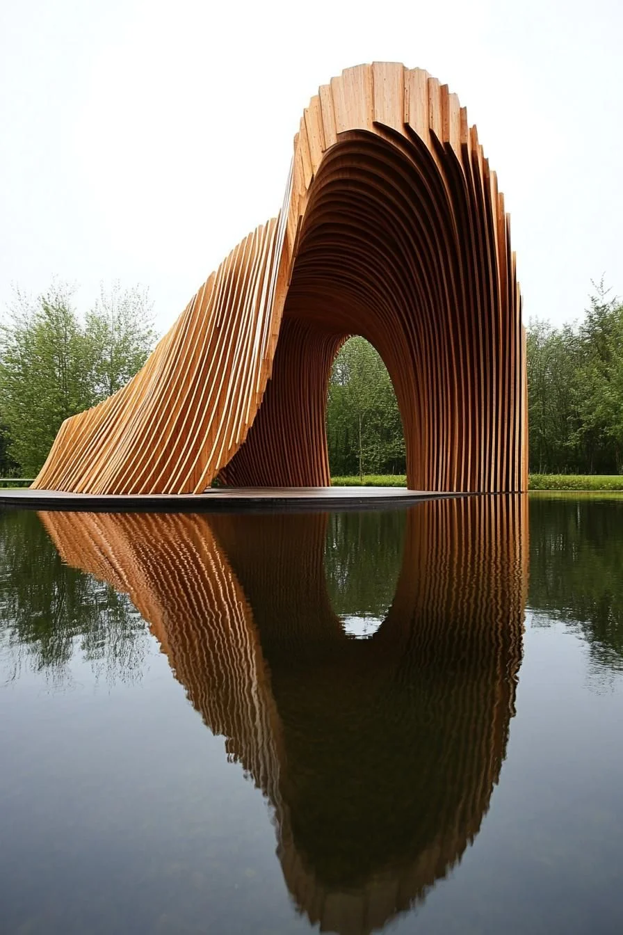 Flowing Timber Pavilion Design