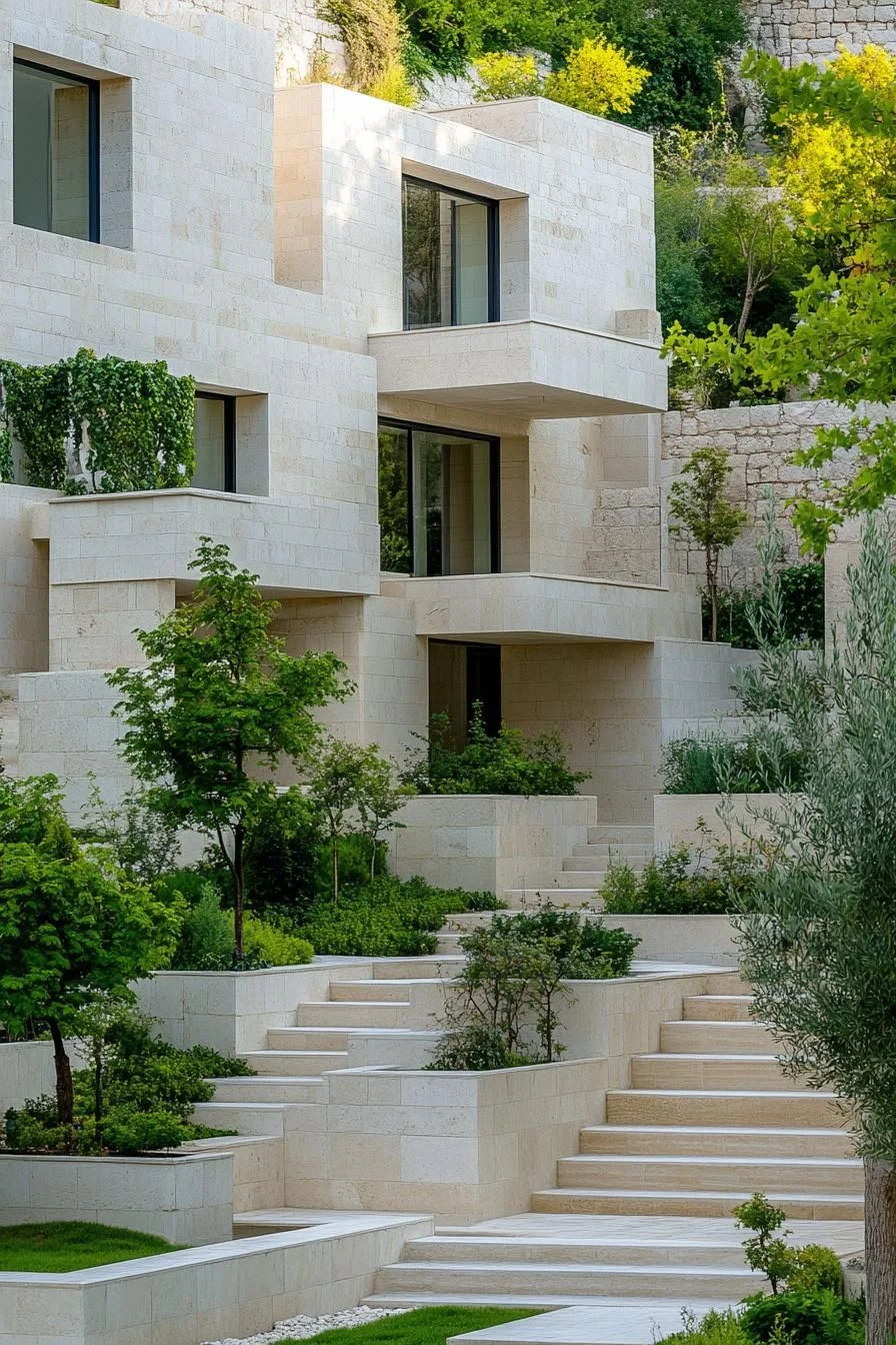 A House with a Sleek Stone Facade