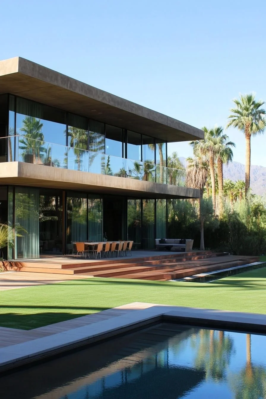 Poolside Calm Behind Glass