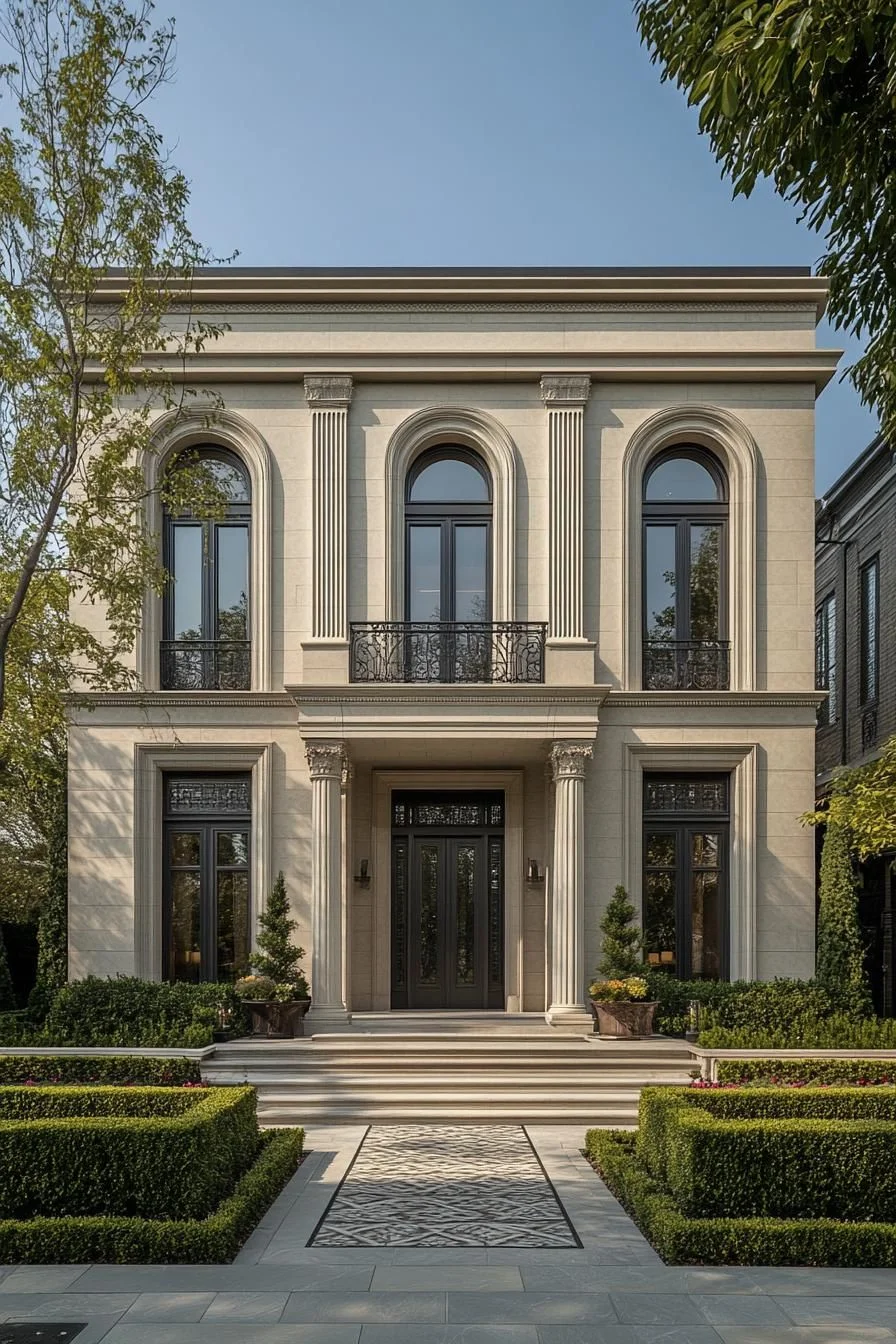 An Elegant Neoclassical Home Under Clear Skies