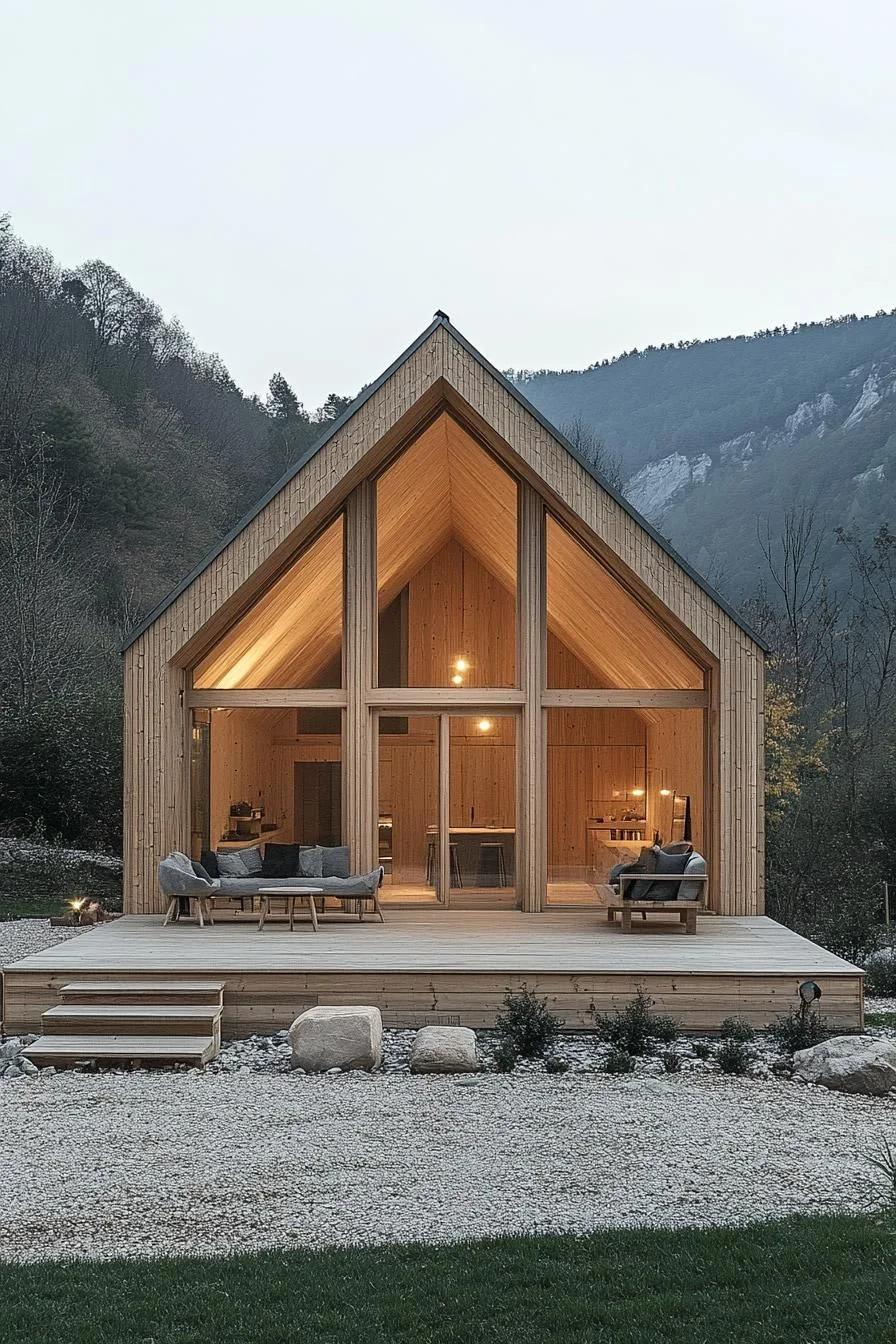 Gable House Tucked Into a Wooded Setting
