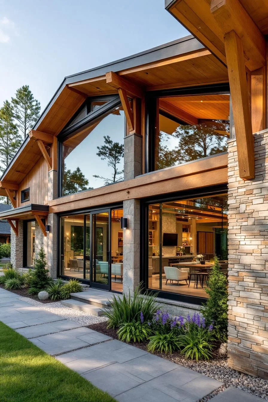 Graceful Rancher Built with Timber and Stone